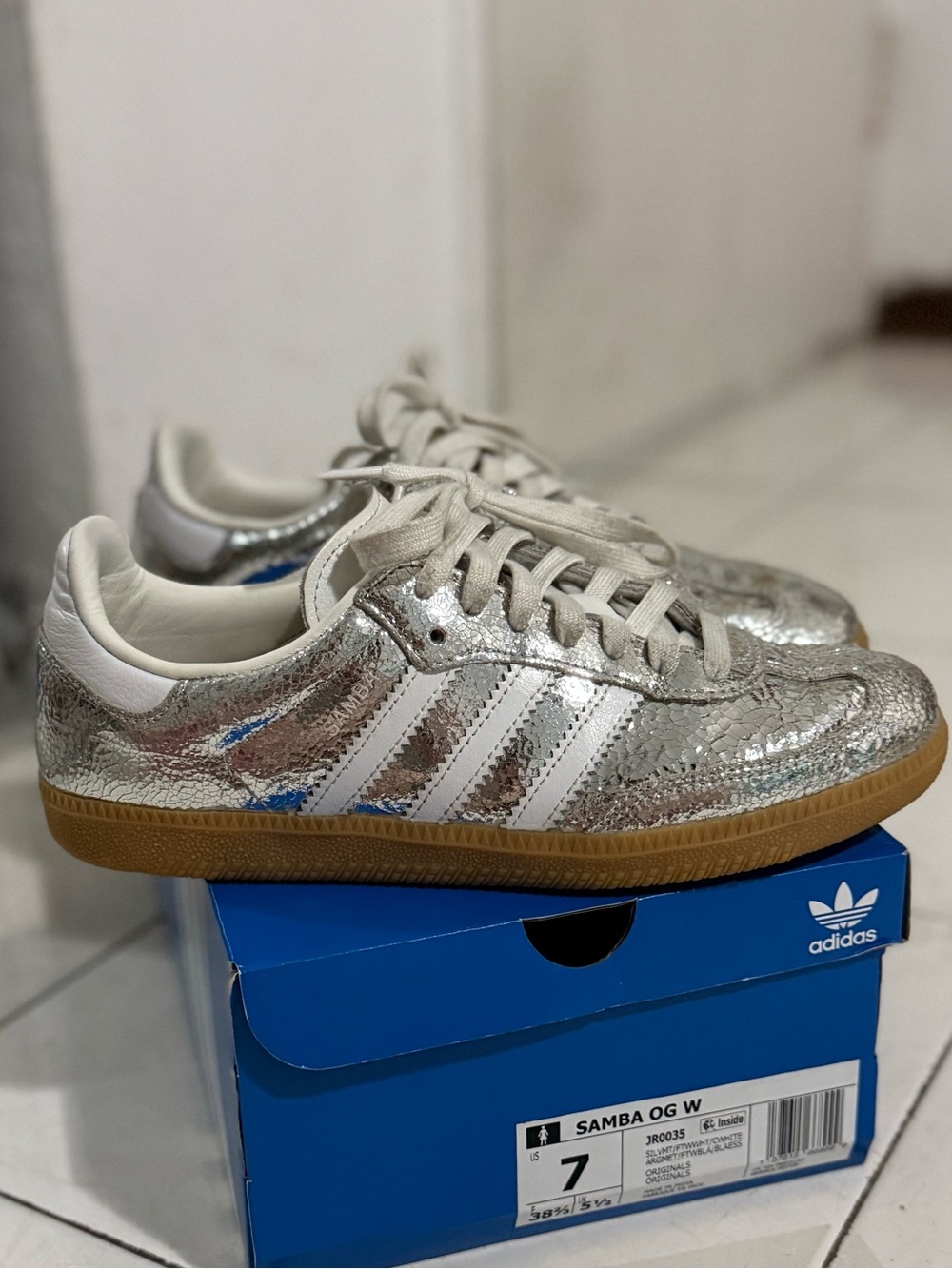 Adidas Samba Metallic Silver with Gum Sole